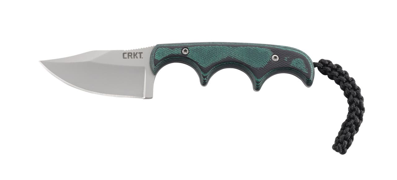 CRKT 2387 Minimalist Bowie 2.13" Fixed Clip Point Plain Satin 8Cr13MoV SS Blade/3" Green Textured Polypropylene Handle w/Black Lanyard