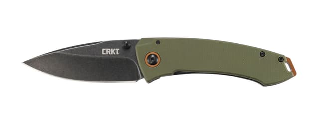 CRKT 2520 Tuna 3.22" Folding Plain Stonewashed 8Cr14MoV SS Blade Black/Green G10/SS Handle Includes Pocket Clip