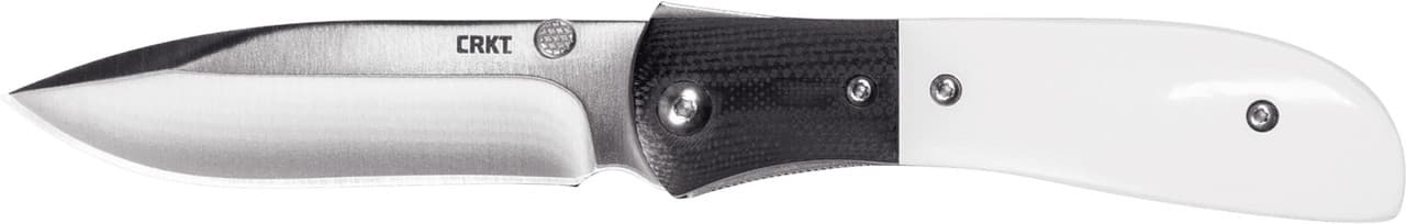 CRKT M4-02M M4-02M 3.25" Plain Satin 8Cr13MoV SS Blade Black/White Resin Infused Fiber w/G10 Bolster Handle Includes Pocket Clip