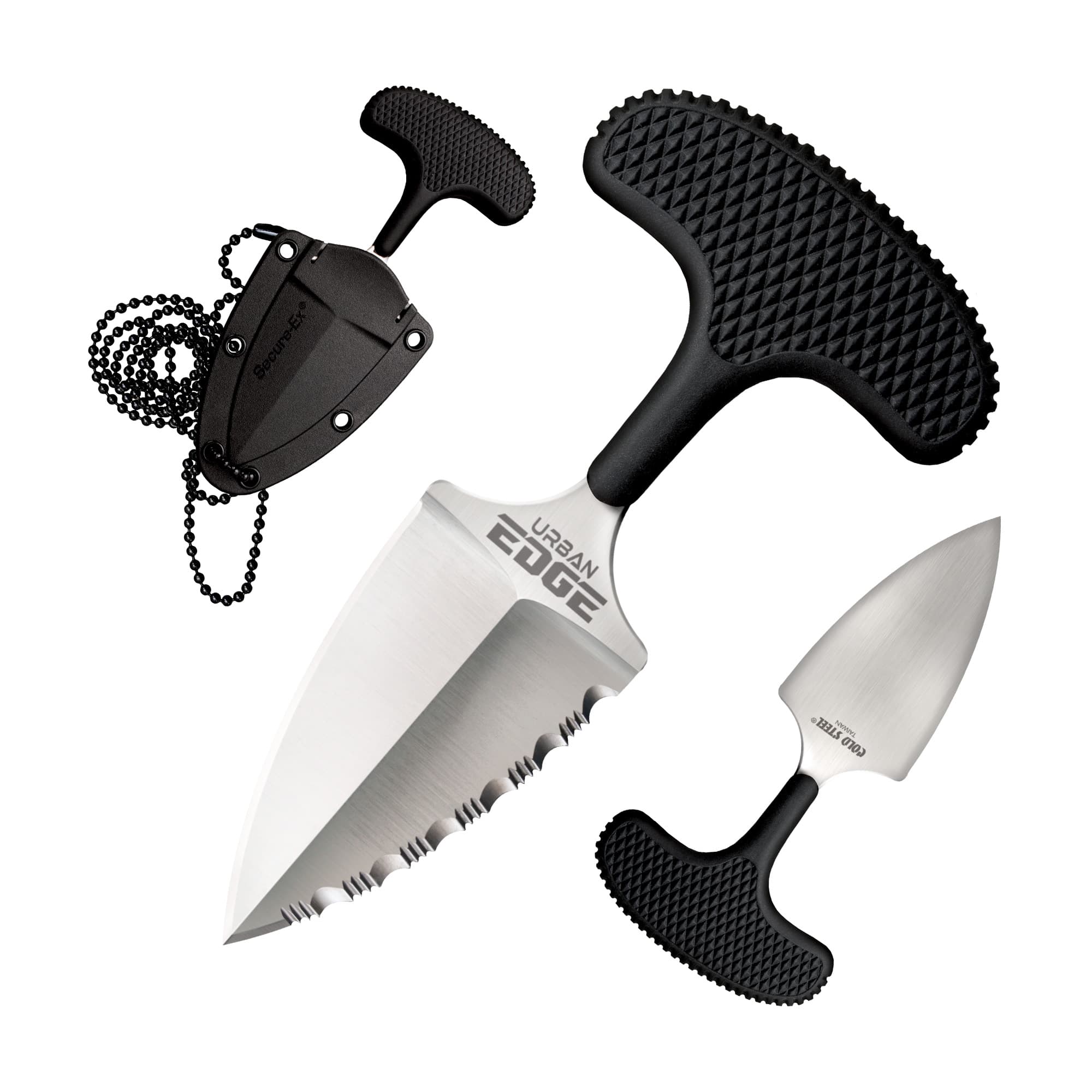 Cold Steel CS-43XLS Urban Edge 2.50" Fixed Part Serrated Stone Washed Japanese AUS-8A SS Blade/Black Textured Kray-Ex Handle