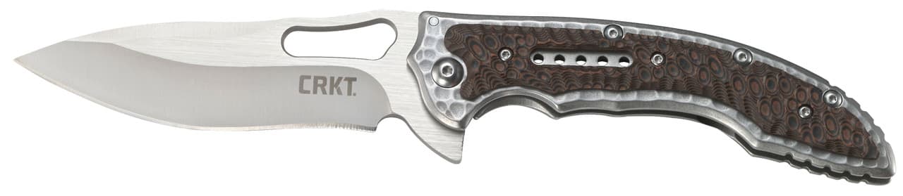 CRKT 5470 Fossil 3.96" Folding Drop Point Plain Satin 8Cr13MoV SS Blade/ Brown G10/SS Handle Includes Pocket Clip