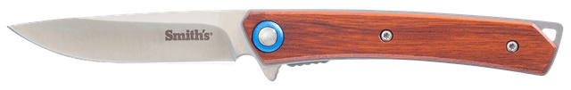 Smiths Products 51304 Ecesis 3" Folding Drop Point Plain Satin 3Cr13MoV SS Blade/Natural Wood/Black SS Handle Includes Pocket Clip