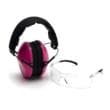 Pyramex VGCOMBO210 Low-Profile Combo Kit Scratch Resistant Clear Lens & Frame with Rubber Temple Tips Pink Low-Profile Earmuffs