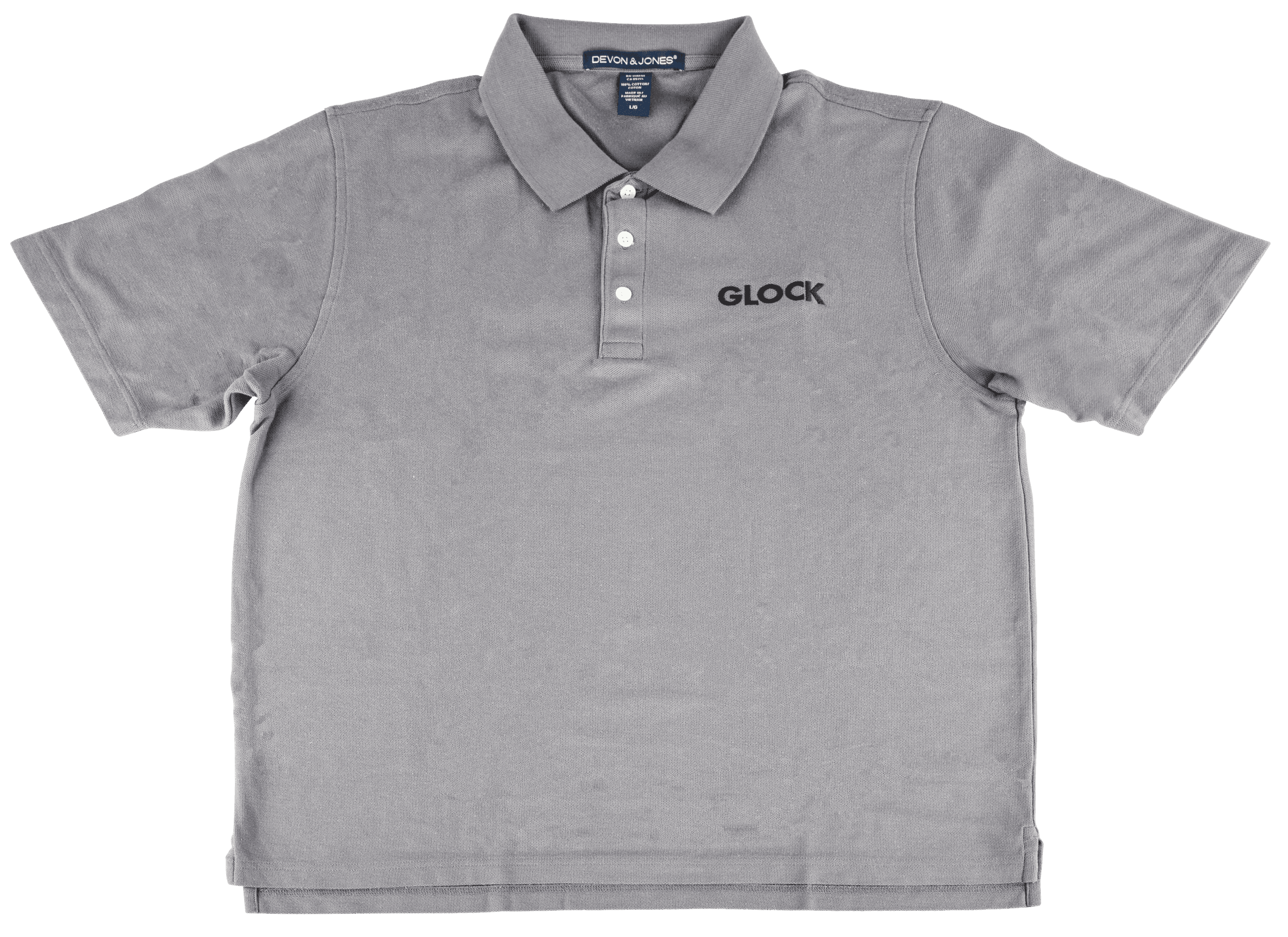 Glock AP95876 Classic Polo Gray Cotton Short Sleeve Large