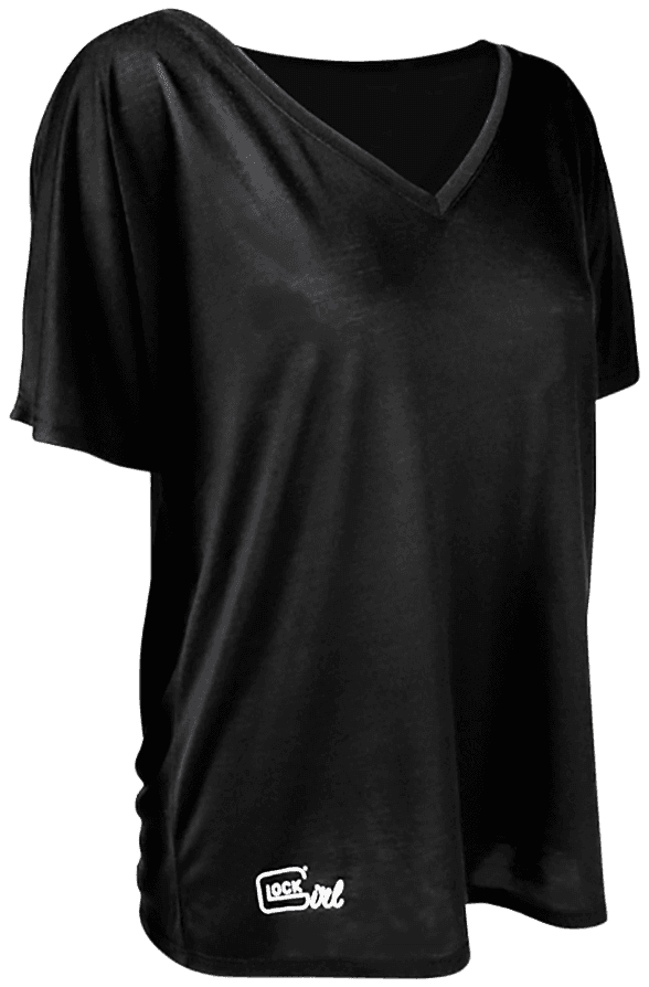 Glock AP960351 Glock Girl Relaxed Black Pre-Shrunk Cotton Short Sleeve V-Neck Medium