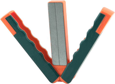 AccuSharp 077C Paddle Sharpener Folding Fine, Coarse Diamond Sharpener Gray/Orange Overmolded Rubber Handle