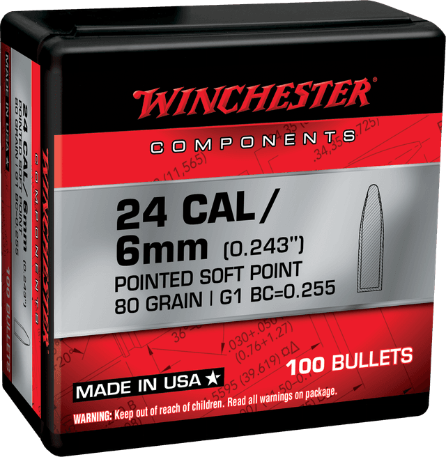 Winchester Ammo WB243SP80X Centerfire Rifle 243Win 80gr Pointed Soft Point 100 Per Box/10 Case