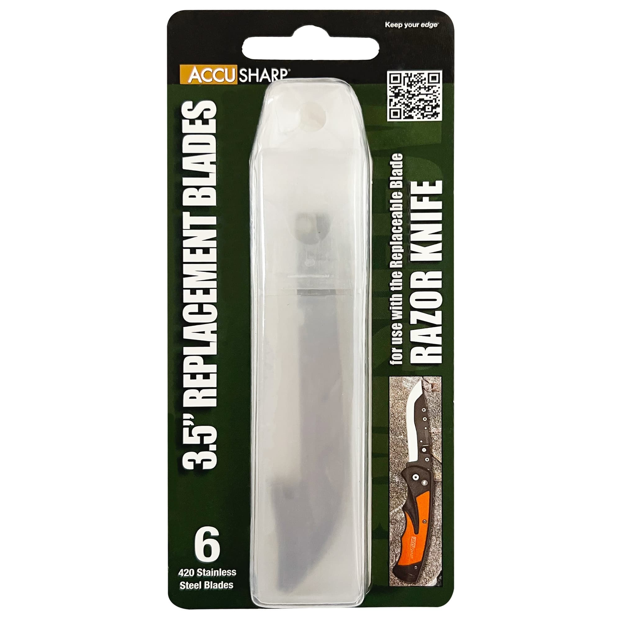 AccuSharp 742C Replaceable Blade Razor Replacement Blades 3.50" Stainless Steel Blade 6 Blades
