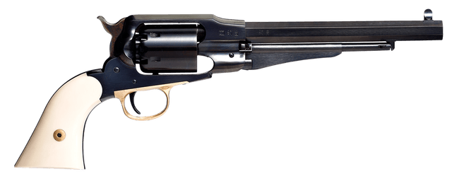 Taylors and Company 550778 Sodbuster Black Powder SAO 44 Cal Striker Fire 8" 6rd Blued 2-Piece Ivory Grip
