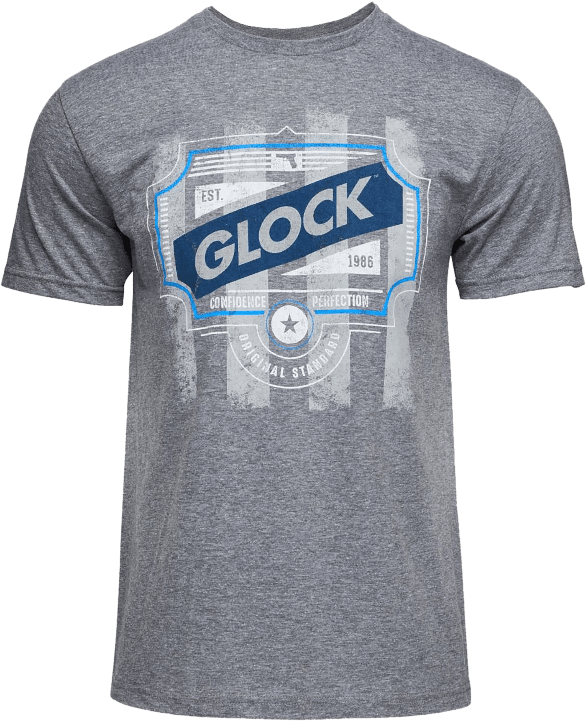 Glock AP96205 Blue Line Tee Gray Ringspun Cotton/Polyester Short Sleeve Small