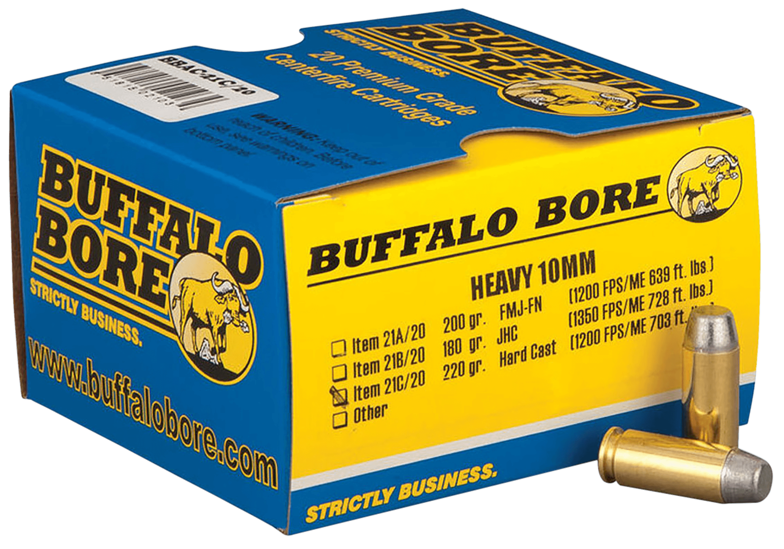 Buffalo Bore Outdoorsman 10mm Auto Hard Cast Flat Nose 220 Grain 20 Rounds