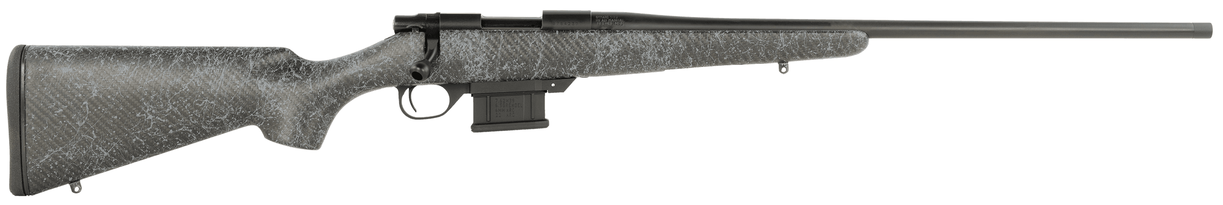 Howa HCBN65GGW 1500 Carbon Stalker Full Size 6.5 Grendel 5+1 22" Blued Steel Threaded Barrel, Blued Drilled & Tapped Steel Receiver, Fixed Stocky's Black Carbon Fiber w/Gray Webbing Stock,