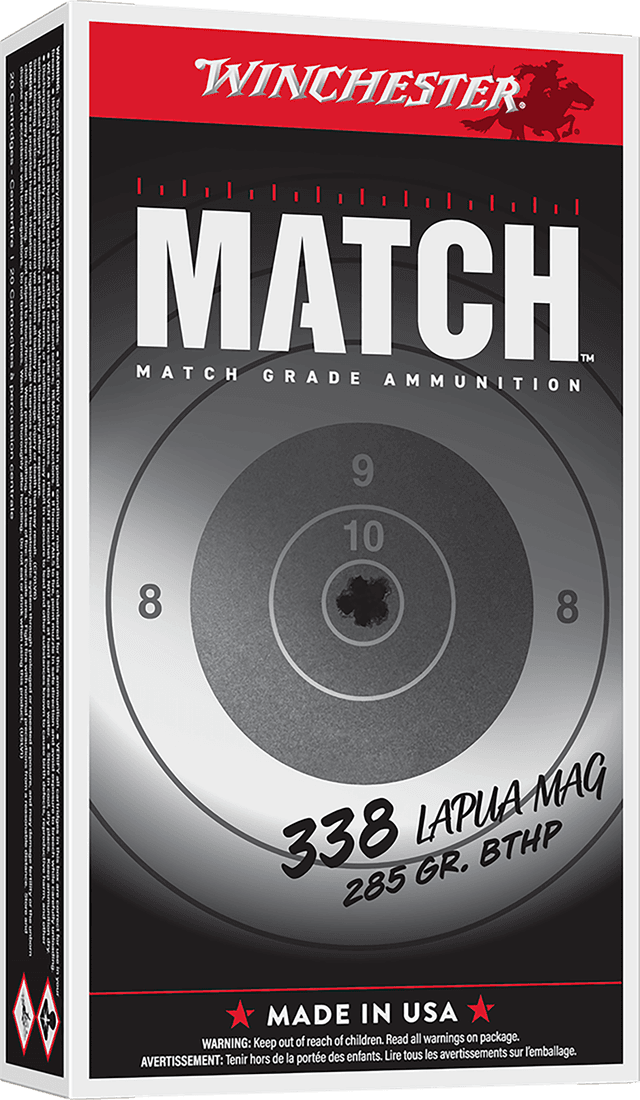 Winchester, Match, .338 Lapua Magnum, Boat Tail Hollow Point, 285 Grain 20 Rounds