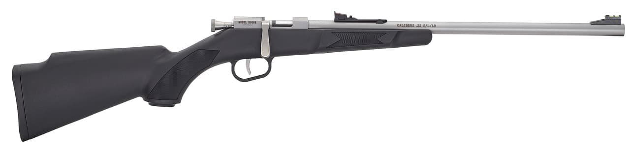 Henry H005R Mini Bolt Youth 22 S/L/LR 1rd 16.25" Matte Stainless Steel Barrel, Matte Drilled & Tapped Stainless Steel Receiver, Black Fixed w/Pistol Grip Synthetic Stock, Right Hand
