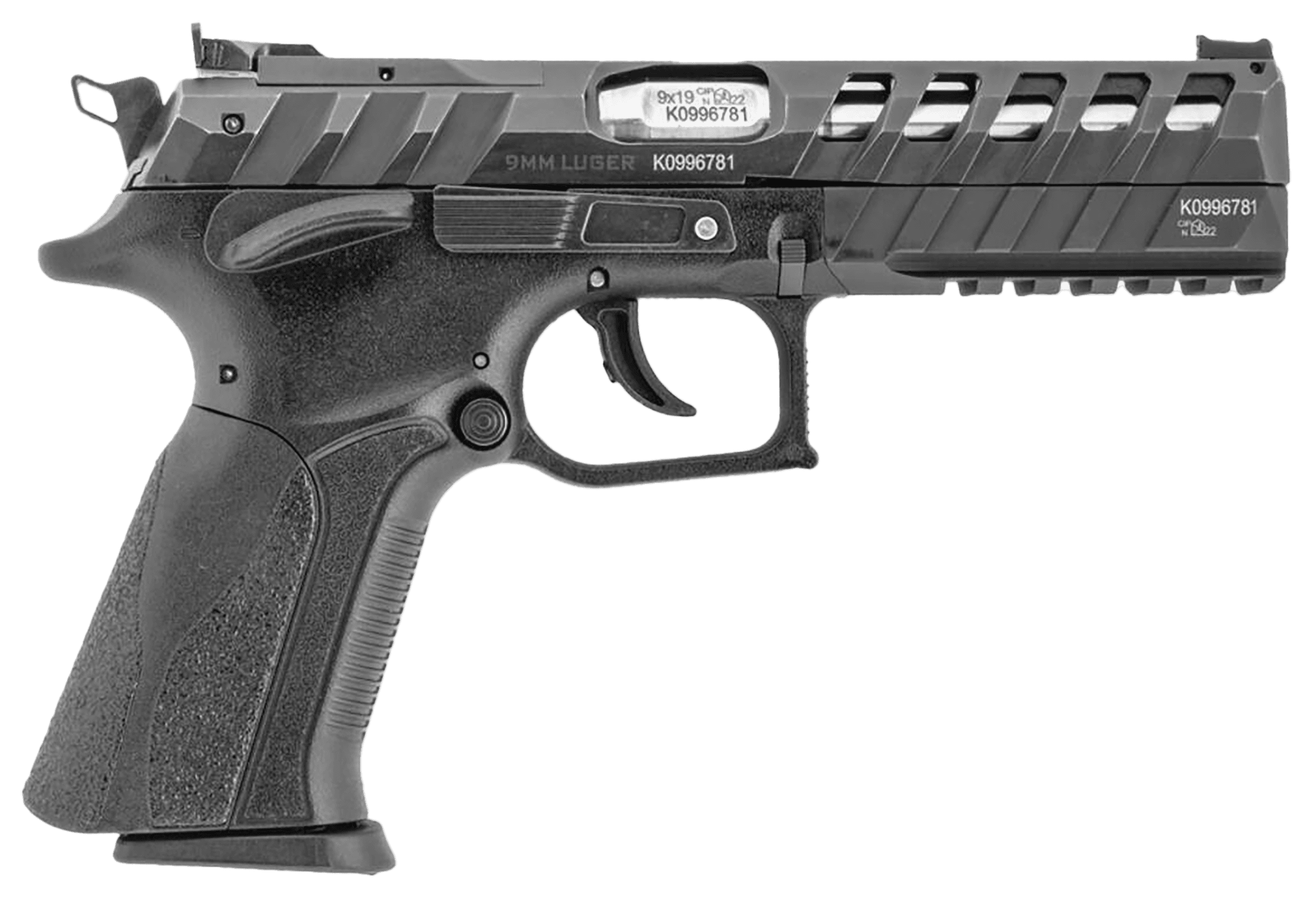 Grand Power 8588005808514 X-Calibur CO Mk23 Match 9mm Luger 15+1 4.80" Stainless Barrel, Black Steel Lightening Cut/Optic Cut/Serrated Slide, Black Steel Frame w/Picatinny Rail, Black Textured Grip