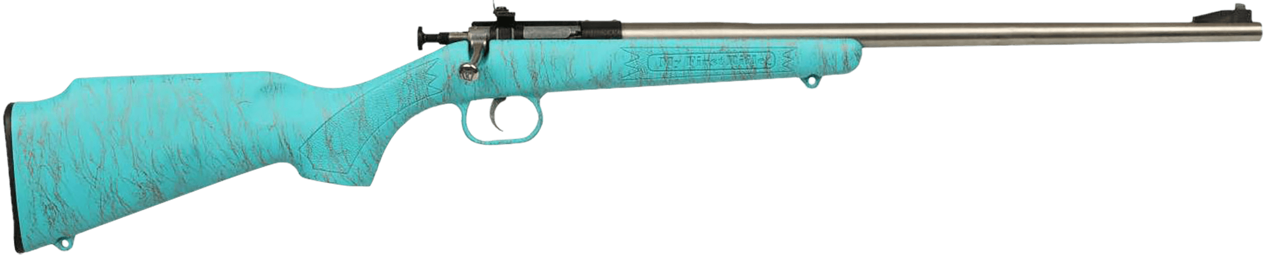 Crickett KSA2446 Gen2 Youth 22 LR 1rd 16.13" Stainless Single Shot Barrel, Stainless Steel Receiver, Blue w/Gold Webbing Fixed Synthetic Stock
