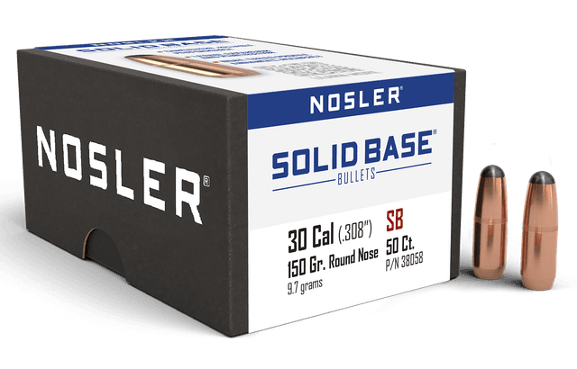 Nosler 38058 Solid Base 30Cal 150gr Round Nose 50CT