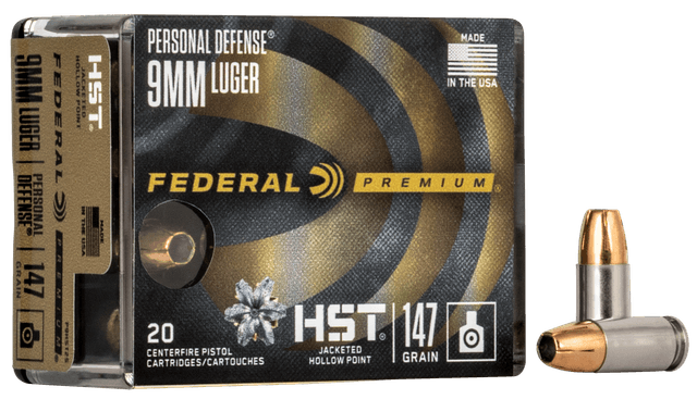 Federal Premium Personal Defense HST, 9mm Luger, Jacketed Hollow Point, 147 Grain, 20 Rounds