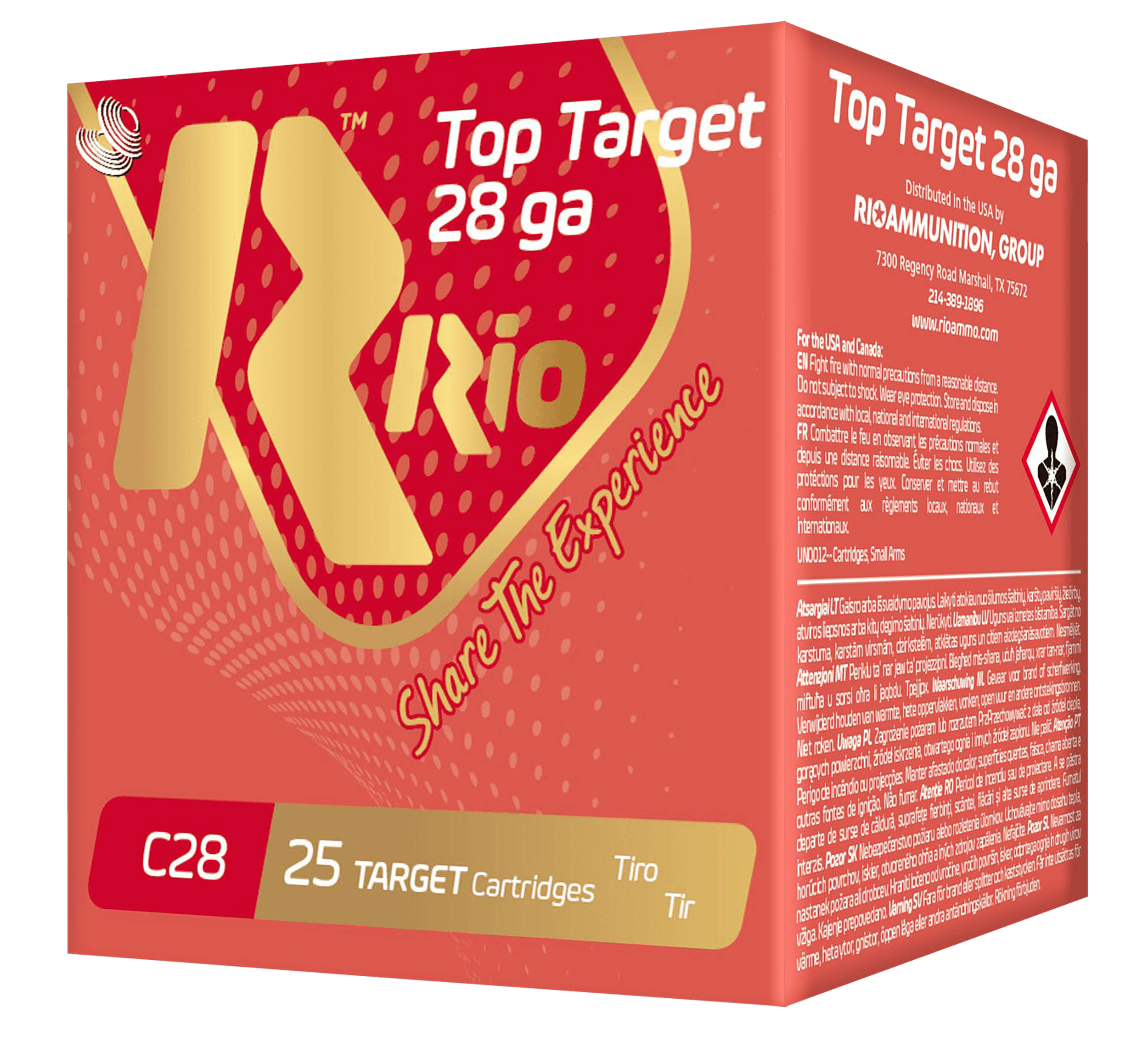 Rio Ammunition RC288 Top Target 28 Gauge 2.75", 3/4 oz 8 Shot, 25 Rounds