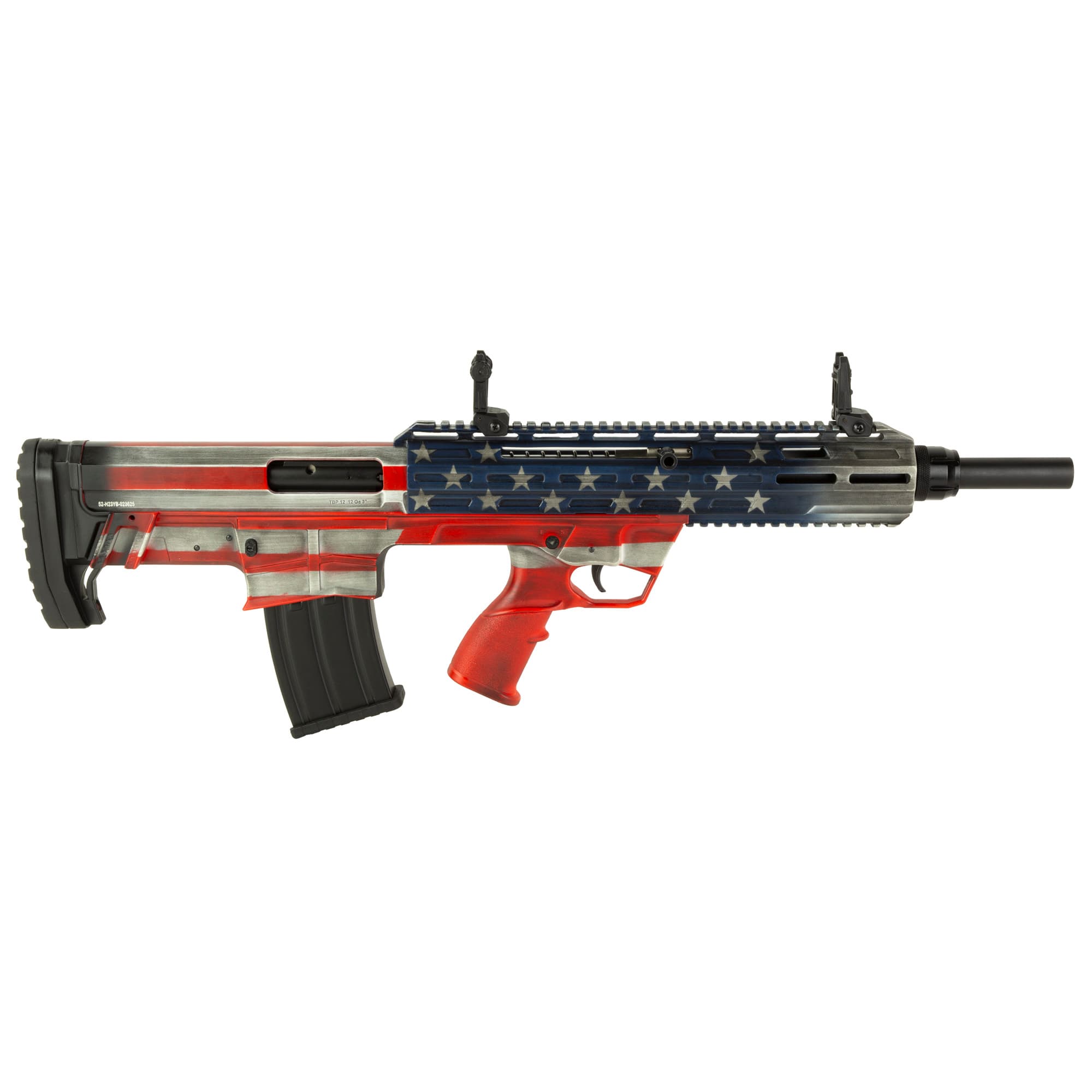Tokarev USA 21000164 TBP Bullpup 12 Gauge Semi-Auto 3" 5+1 18.50" Black Steel Barrel, American Flag Picatinny Rail Receiver, American Flag Adjustable Synthetic Stock