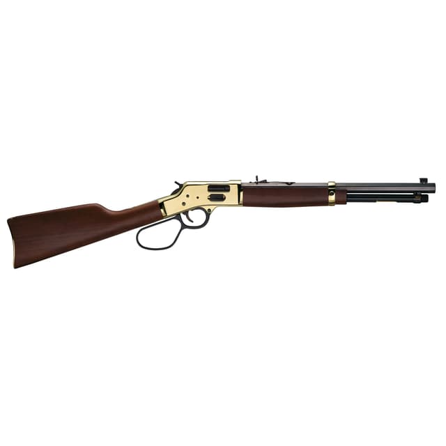 Henry H006GMR Side Gate Carbine 357 Mag/38 Special 7+1 16.50" Blued Octagon Barrel, Polished Brass Rec, American Walnut Stock, Adj. Sight, Large Loop Lever