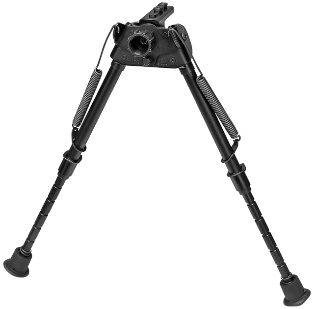 Harris Bipods S-LMM-LOK Swivel L M-LOK, 9-13", Black Steel/Aluminum, Notched Legs, Rubber Feet