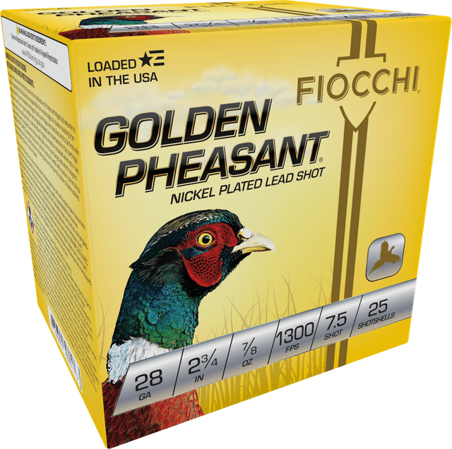 Fiocchi Golden Pheasant Extrema 28 Gauge Nickel-plated Lead Shot 7/8 Ounce 25 Rounds