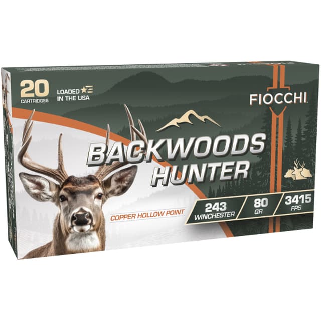 Fiocchi Backwoods Hunter 243 Winchester Copper Hollow Point 80 Grain 20 Rounds