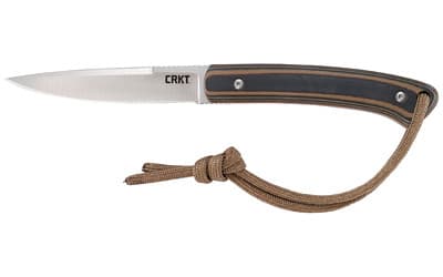CRKT 2382 Biwa 3.02" Fixed Plain Satin 8Cr13MoV SS Blade/Black/Brown G10 Handle Includes Lanyard/Sheath